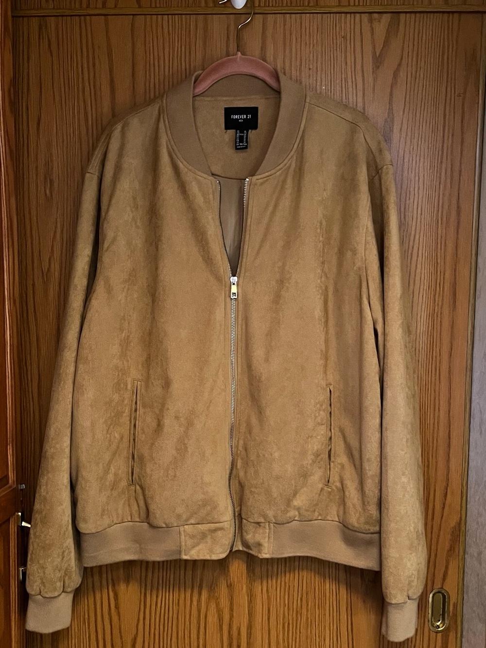 Forever 21 Men's Tan Suede Bomber Jacket Size XL